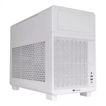 Thermaltake TR200 Snow White Micro-ATX PC Case CA-11L-00S6NN-00 (SPCC Steel, 360 mm AIO Support, 5,25 inch Bay, USB-C)