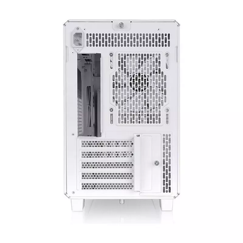 Thermaltake TR200 WS Snow White — Micro-ATX PC korpusas, tinklelis su tikros medienos priekiu, 1x 120mm ventiliatorius, USB-C, 360mm radiatoriaus / 365mm GPU palaikymas
