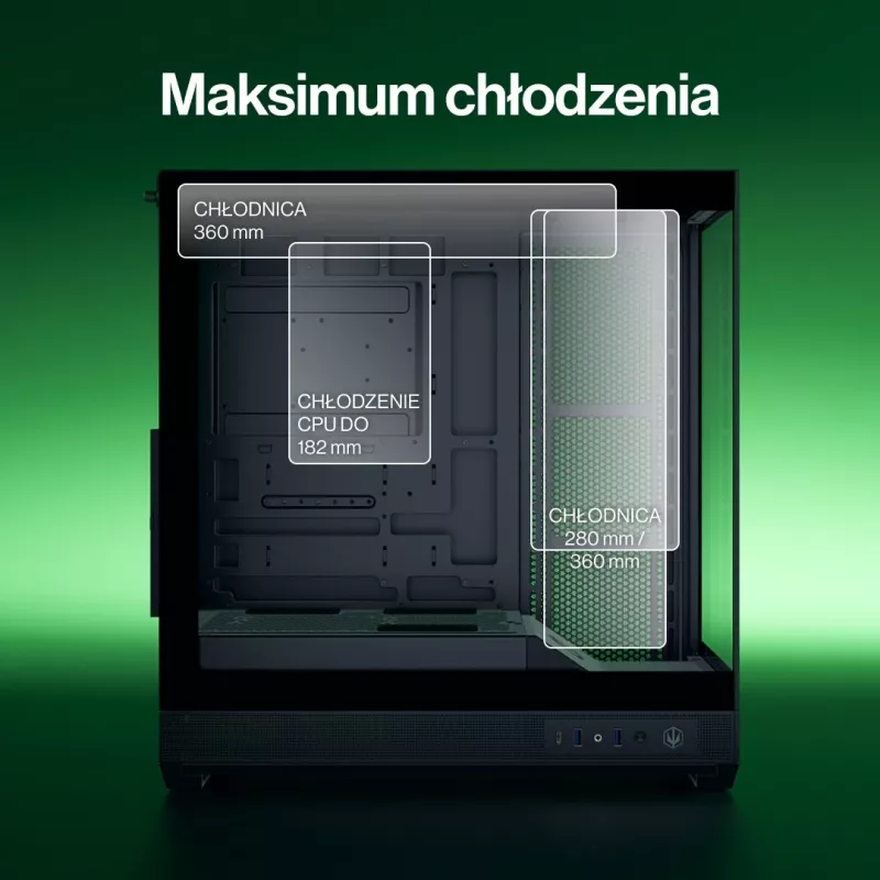 ENDORFY Fishtank 6000 Flex vidutinis bokštinis kompiuterio korpusas – juodas, dvigubas grūdintas stiklas, USB-C, E-ATX, paruoštas galiniam jungimui (be ventiliatorių)