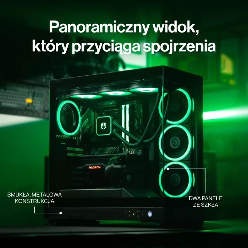 ENDORFY Fishtank 6000 Flex vidutinis bokštinis kompiuterio korpusas – juodas, dvigubas grūdintas stiklas, USB-C, E-ATX, paruoštas galiniam jungimui (be ventiliatorių)