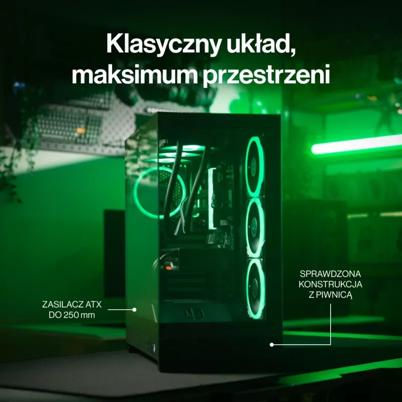 ENDORFY Fishtank 6000 Flex vidutinis bokštinis kompiuterio korpusas – juodas, dvigubas grūdintas stiklas, USB-C, E-ATX, paruoštas galiniam jungimui (be ventiliatorių)
