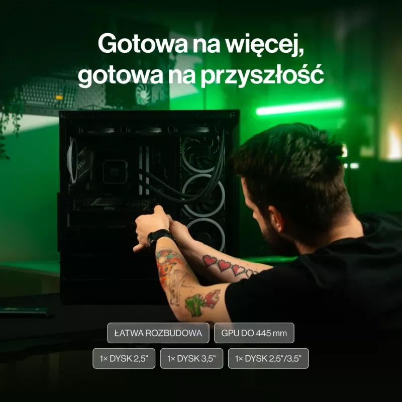 ENDORFY Fishtank 6000 Flex vidutinis bokštinis kompiuterio korpusas – juodas, dvigubas grūdintas stiklas, USB-C, E-ATX, paruoštas galiniam jungimui (be ventiliatorių)