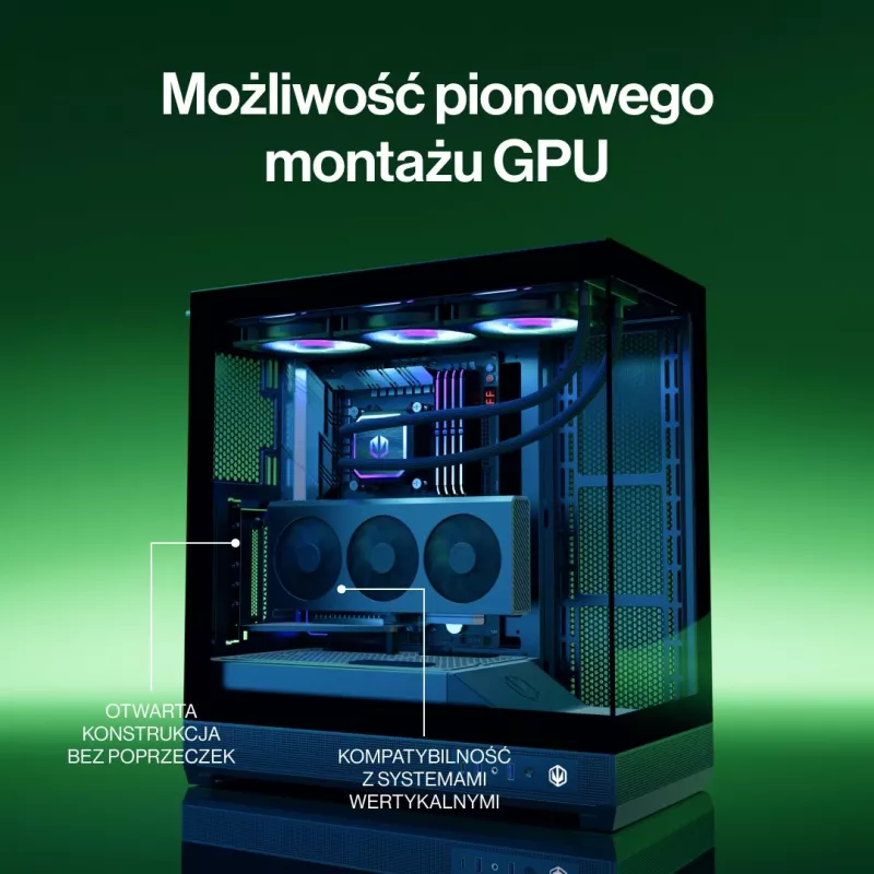 ENDORFY Fishtank 6000 Flex vidutinis bokštinis kompiuterio korpusas – juodas, dvigubas grūdintas stiklas, USB-C, E-ATX, paruoštas galiniam jungimui (be ventiliatorių)