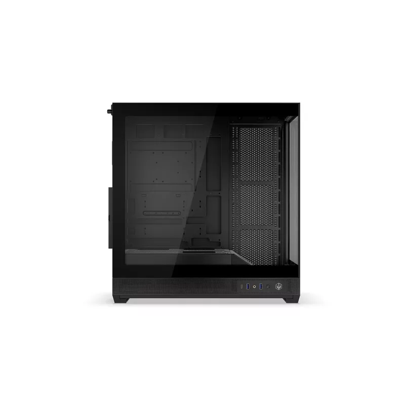 ENDORFY Fishtank 6000 Flex vidutinis bokštinis kompiuterio korpusas – juodas, dvigubas grūdintas stiklas, USB-C, E-ATX, paruoštas galiniam jungimui (be ventiliatorių)