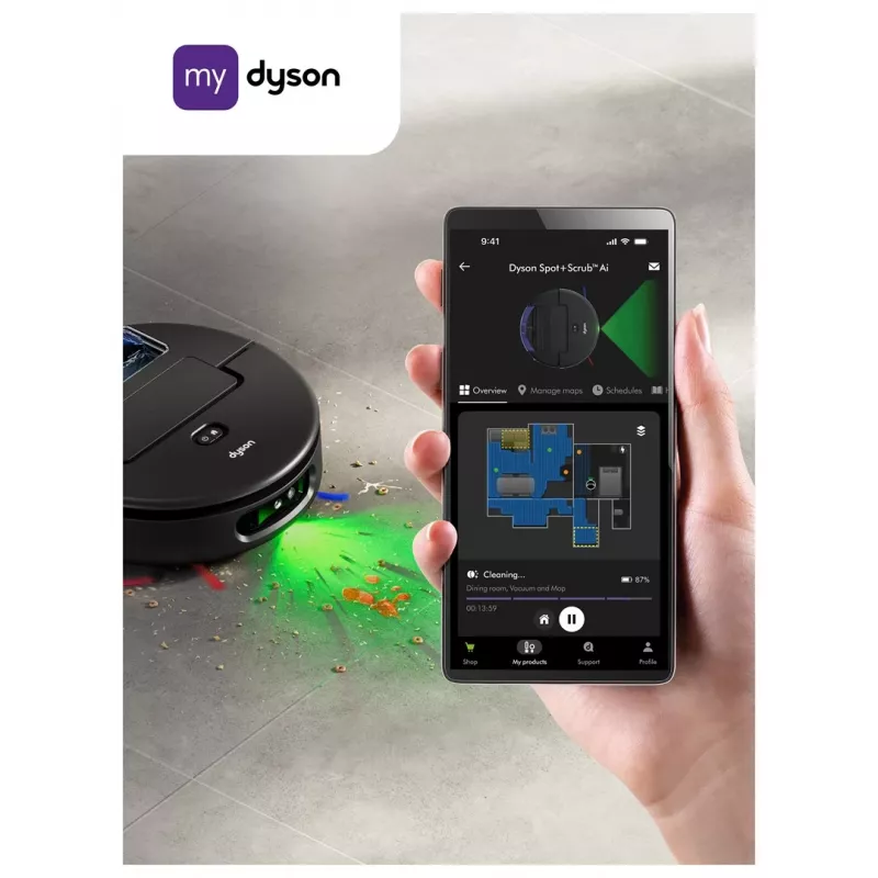 Dyson Spot+Scrub Ai šlapio ir sauso valymo robotas dulkių siurblys 586183-01 Juodas
