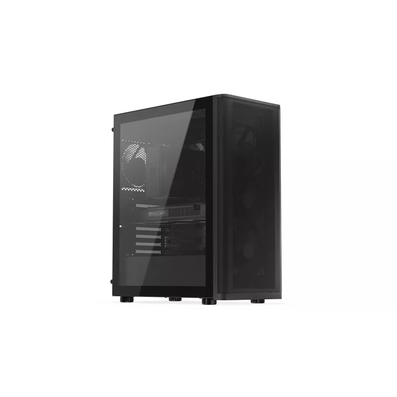 ENDORFY Ventum 400 Air ATX korpusas – juodas, grūdintas stiklas, 4x Stratus 120 PWM ventiliatoriai, USB-C