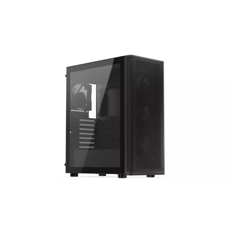 ENDORFY Ventum 400 Air ATX korpusas – juodas, grūdintas stiklas, 4x Stratus 120 PWM ventiliatoriai, USB-C
