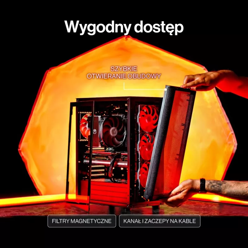 ENDORFY Ventum 400 Air ATX korpusas – juodas, grūdintas stiklas, 4x Stratus 120 PWM ventiliatoriai, USB-C