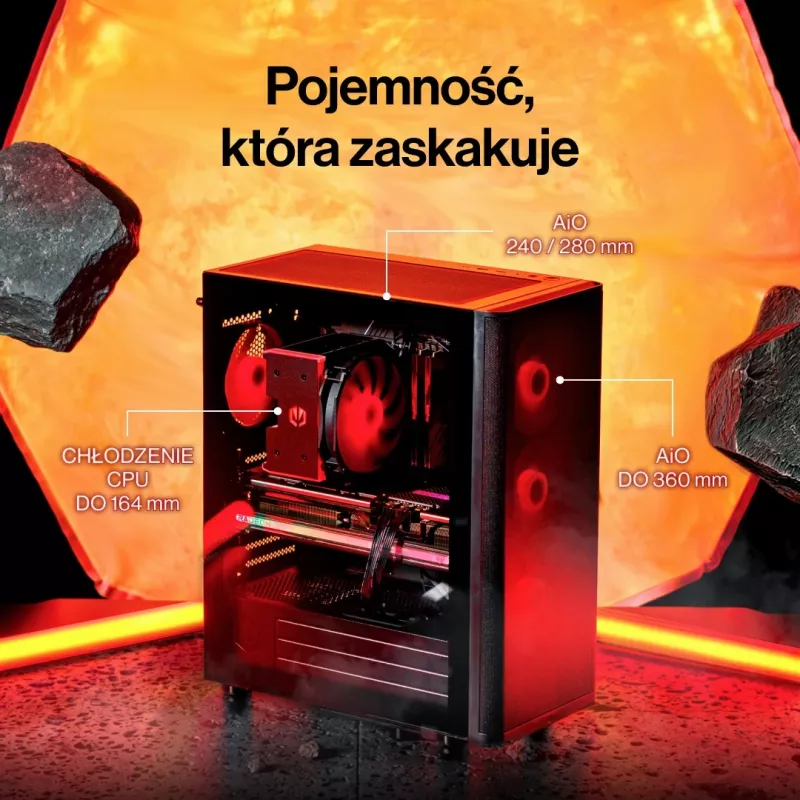 ENDORFY Ventum 400 Air ATX korpusas – juodas, grūdintas stiklas, 4x Stratus 120 PWM ventiliatoriai, USB-C