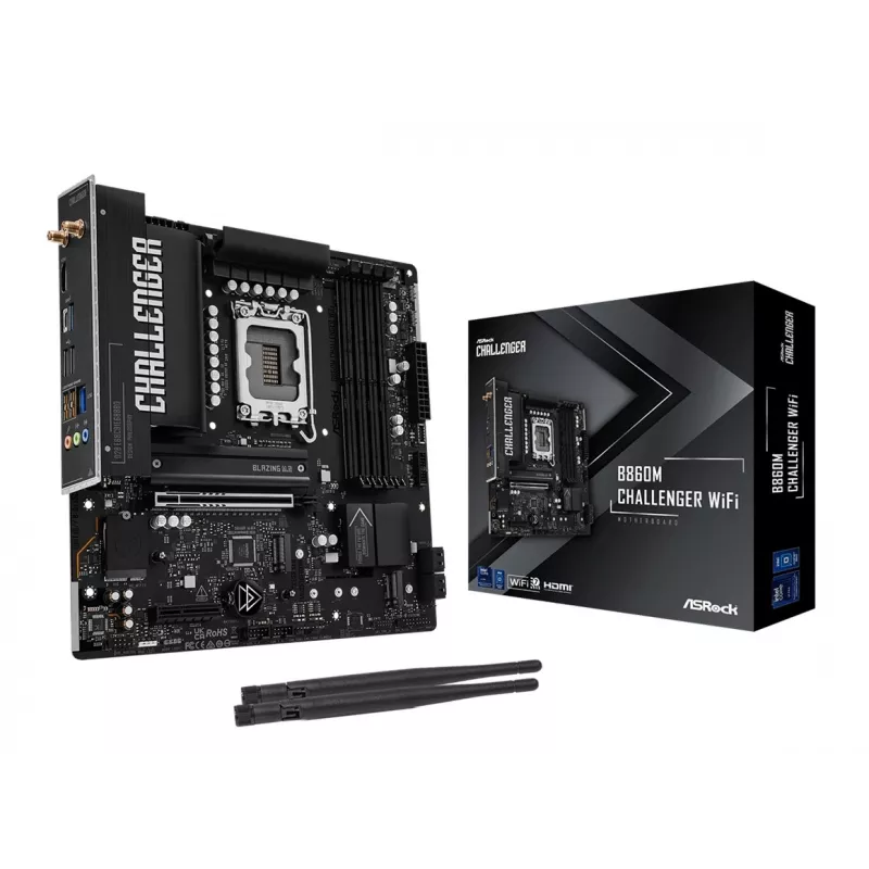 ASRock B860M Challenger WiFi LGA1851 mATX DDR5 pagrindinė plokštė (90-MXBUP0-A0UAYZ)
