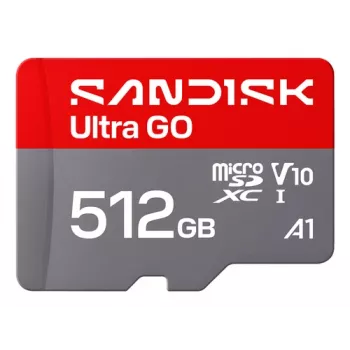 „SanDisk Ultra GO“ microSDXC 512 GB UHS-I U1 V10 A1 – iki 190 MB/s skaitymo, su SD adapteriu, SDSQUGN-512G-GN6MN
