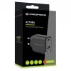 Conceptronic ALTHEA20B45 45W GaN USB-C PD & USB-A QC 3.0 Dviejų prievadų sieninis įkroviklis, juodas