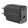 Conceptronic ALTHEA20B45 45W GaN USB-C PD & USB-A QC 3.0 Dviejų prievadų sieninis įkroviklis, juodas