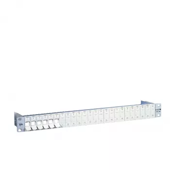 METZ CONNECT BTR E-DAT modulinis skydelis – 24 prievadai – Cat.6A – ekranuotas – 1U – šviesiai pilkas (RAL 7035) – 130920-00-E