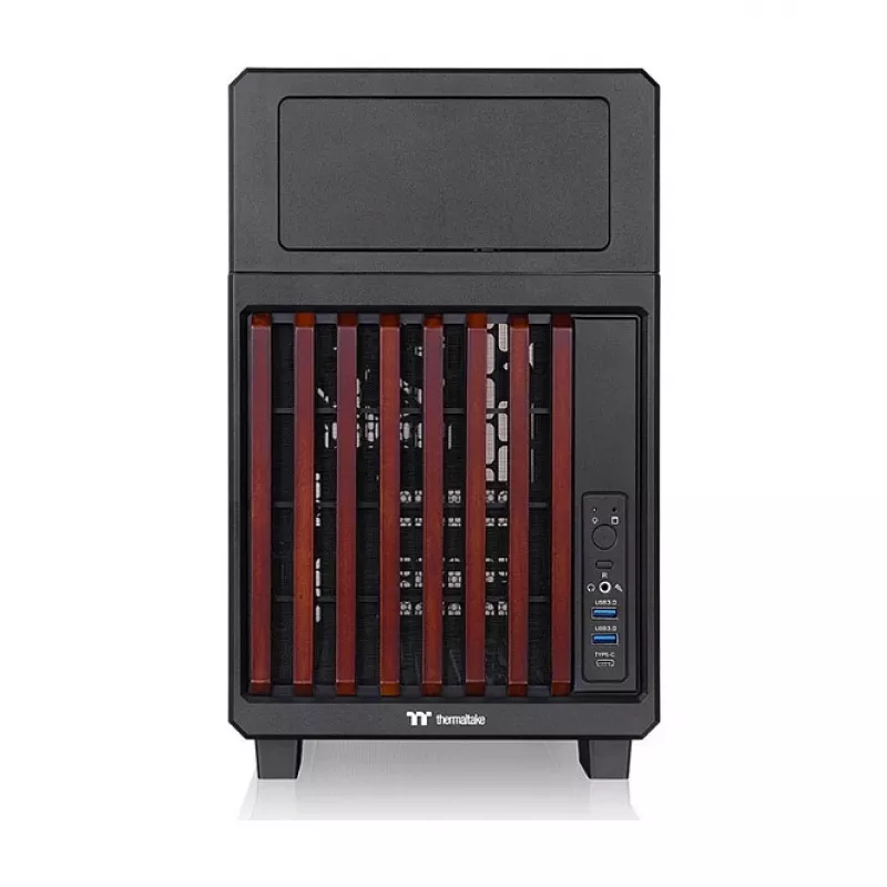 Thermaltake TR200 WS Super Mini Tower korpusas, juodas/medis, grūdintas stiklas