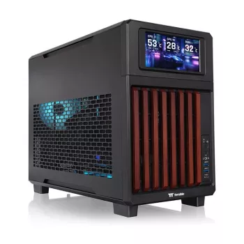 Thermaltake TR200 WS Super Mini Tower korpusas, juodas/medis, grūdintas stiklas