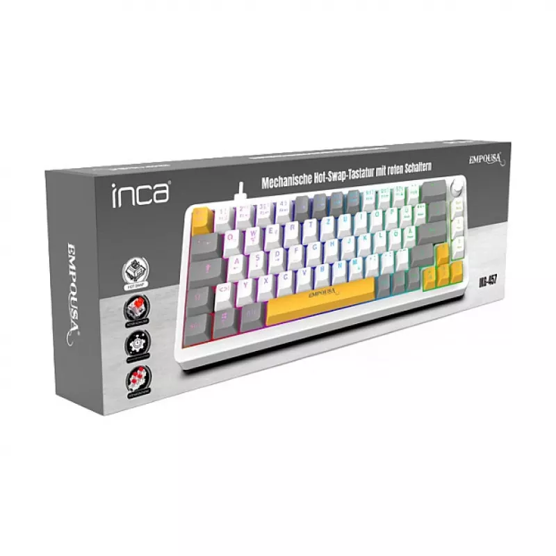 INCA Gaming Keyboard RGB Red Switch USB Mechanical 2,00m White (IKG-457)