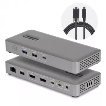 StarTech.com USB4 / Thunderbolt 4 / Thunderbolt 5 Docking Station - 2x DisplayPort - 1GbE, 2.5GbE - 100W Power Delivery - 3 Displays - 8K