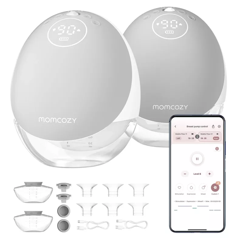 Momcozy M9 Dvigubas Nešiojamas Elektrinis Pientraukis Pilkas 150ml