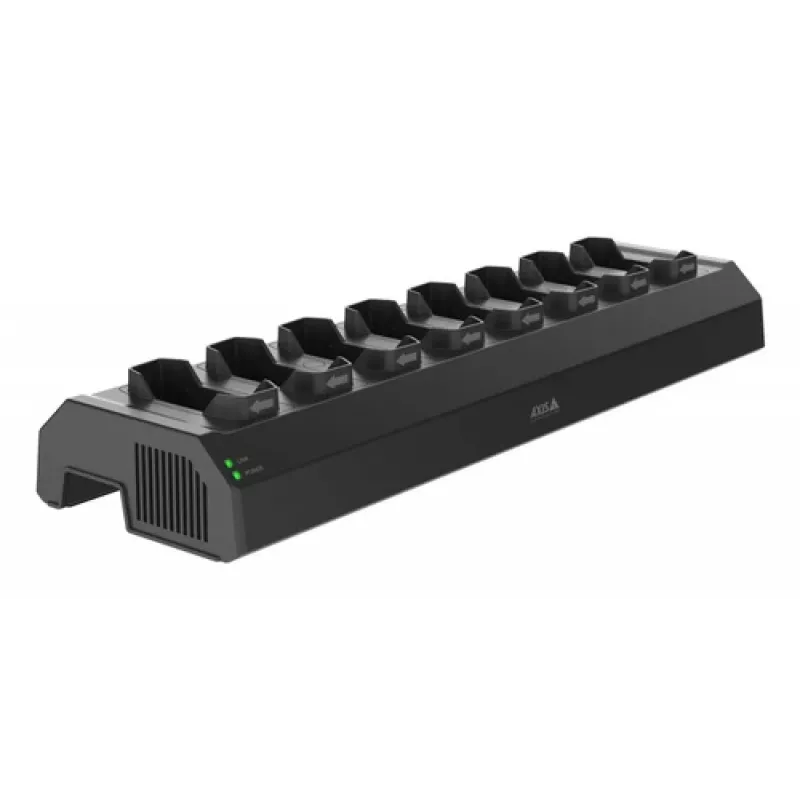 Axis W701 Mk II Docking Station – 8 vietų krovimo ir sinchronizavimo stotelė kūno kameroms, 120W, juoda (NCS S 9000-N), Euro kištukas
