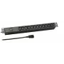 EFB Electronics EK631CC.1 19 inch 1U maitinimo skirstytuvas (PDU) su 12x C13 lizdų, C14 įvadu, 2 m kabeliu, juodas