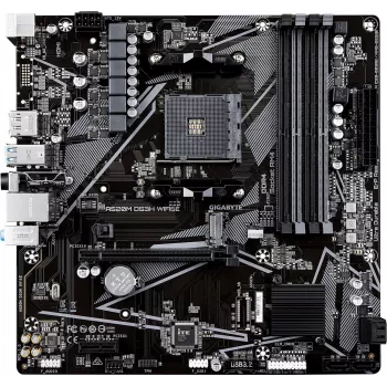 Pagrindinė plokštė Gigabyte A520M DS3H WIFI6E, AMD AM4, DDR4, Wi-Fi 6E, GbE LAN, USB 3.2 Gen 1, mATX
