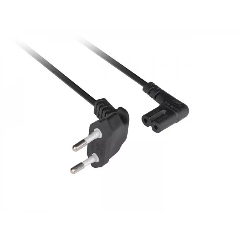 LANBERG CEE 7/16 – IEC 320 C7 maitinimo laidas 3m, kampuotas, VDE, juodas