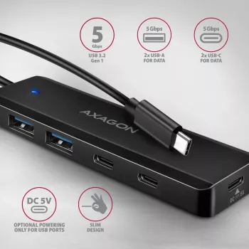 i-tec HUB 4-Port 5Gbps 2x USB-A 2x USB-C USB-C Power IN 19cm Cable HUE-C2C