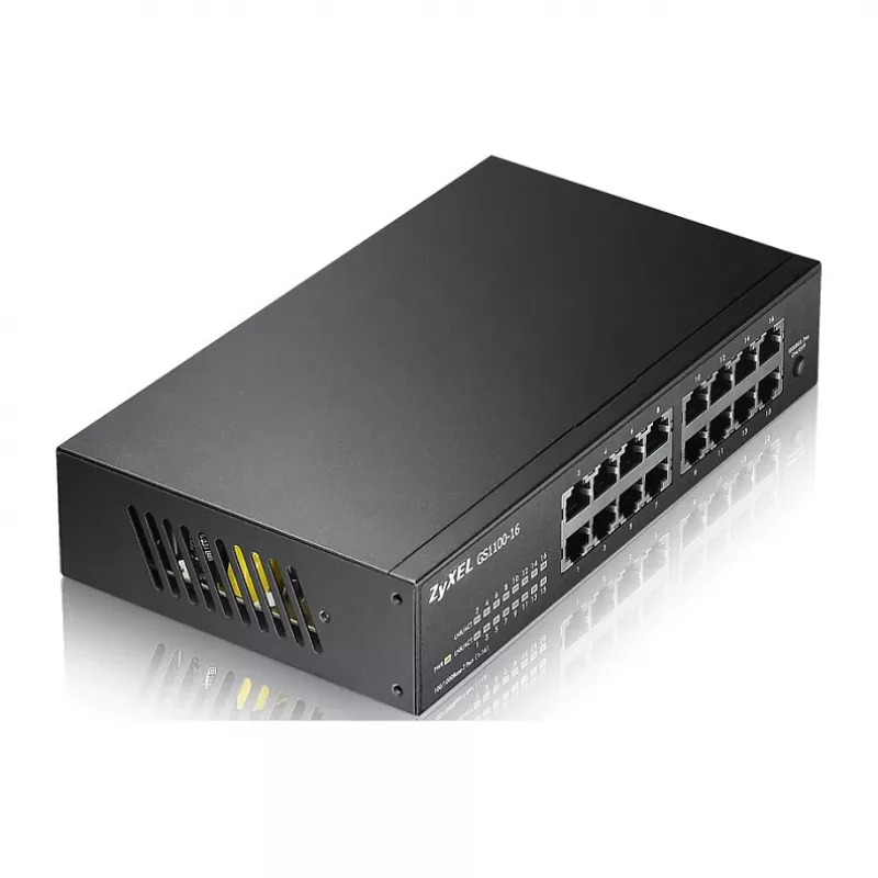 ZyXEL GS1100-16E 16 prievadų Gigabit nevaldomas metalinis tinklo jungiklis