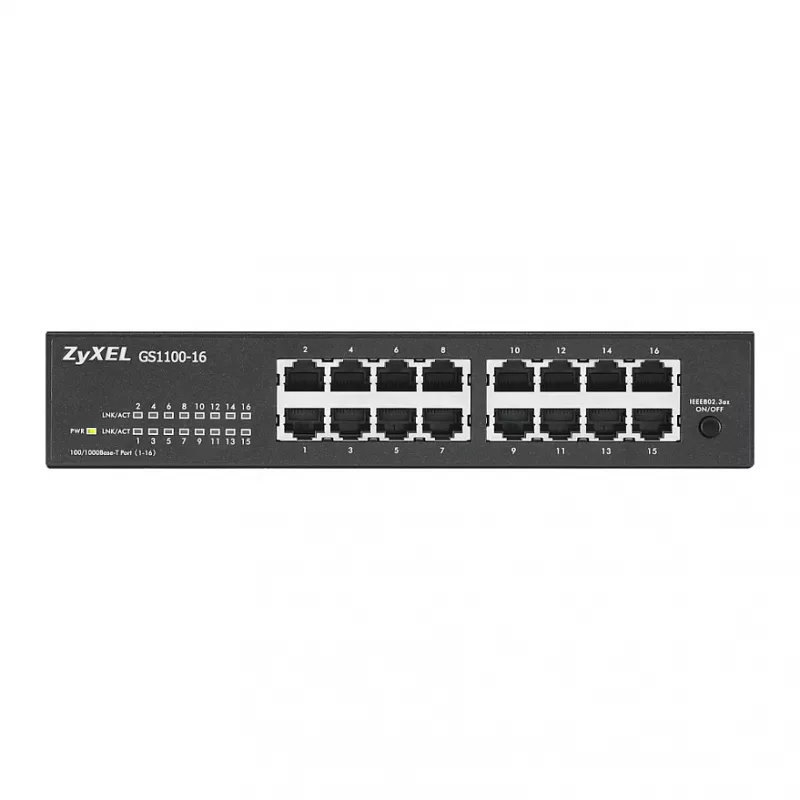 ZyXEL GS1100-16E 16 prievadų Gigabit nevaldomas metalinis tinklo jungiklis
