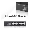 ZyXEL GS1100-16E 16 prievadų Gigabit nevaldomas metalinis tinklo jungiklis