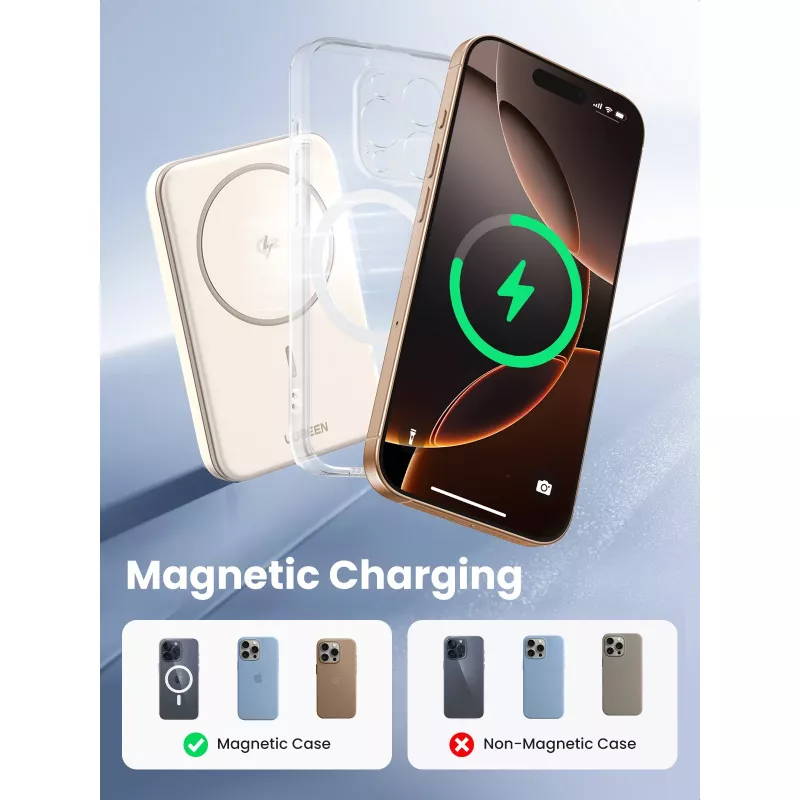 UGREEN 5000mAh Mini Powerbank Wireless 15W with MagSafe White
