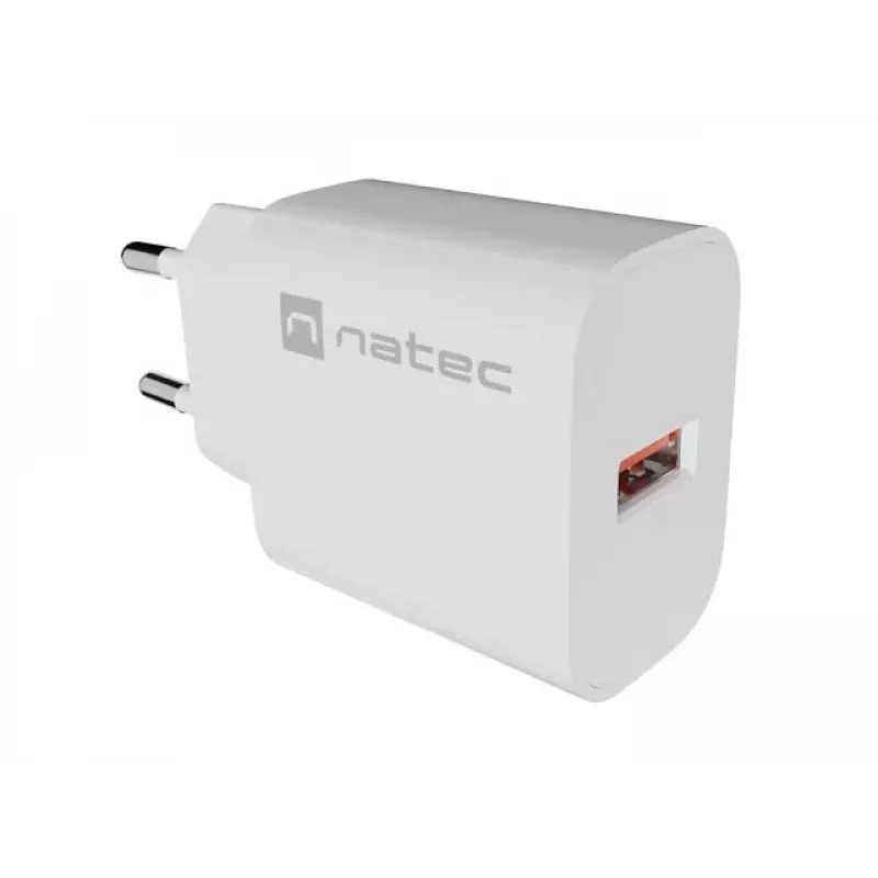 NATEC Ribera sieninis įkroviklis 1x USB-A 18W baltas