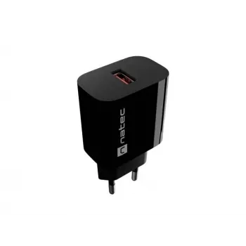 Natec Ribera USB-A sieninis įkroviklis 18W juodas