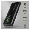 AXAGON EEM2-SD2B išorinis korpusas 10Gbps M.2 NVMe/SATA SSD su LED ekranu, USB-C, juodas