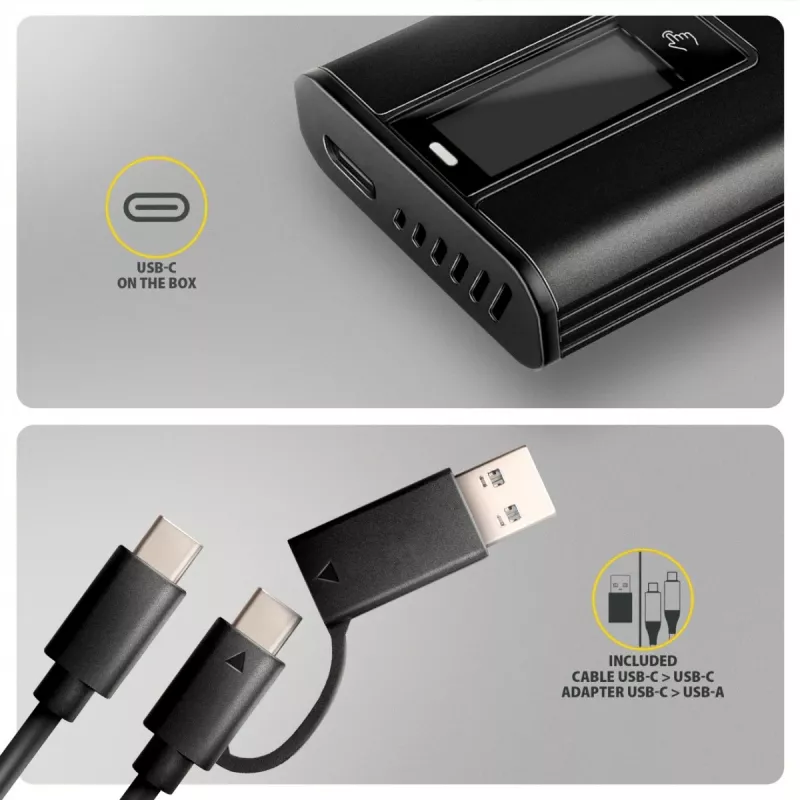 AXAGON EEM2-SD2B išorinis korpusas 10Gbps M.2 NVMe/SATA SSD su LED ekranu, USB-C, juodas