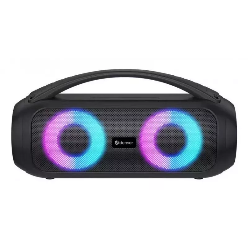 Denver BTG-618 nešiojamas Bluetooth vakarėlių garsiakalbis 200W su LED šviesomis, juodas