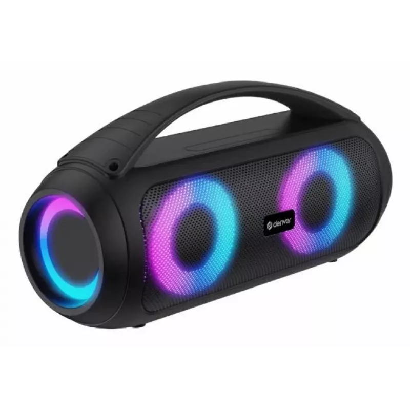 Denver BTG-618 nešiojamas Bluetooth vakarėlių garsiakalbis 200W su LED šviesomis, juodas