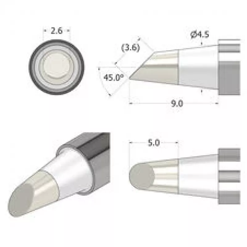 iFixit FixHub litavimo antgalis kūginis-pjautuvinis 2,6 mm sidabrinis