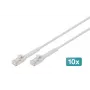 DIGITUS CAT 6A F-FTP Angled Patch Cable, Copper, 1 m, Grey, 10 Pieces