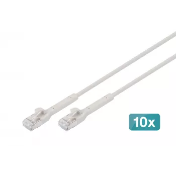 DIGITUS CAT 6A F-FTP Angled Patch Cable, Copper, 1,5 m, Grey, 10 Pieces