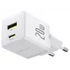 Baseus Palm 20W USB-C + USB-A sieninis įkroviklis, baltas
