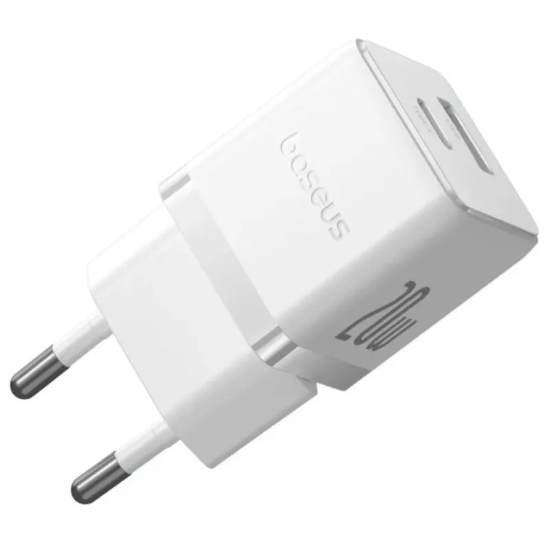 Baseus Palm 20W USB-C + USB-A sieninis įkroviklis, baltas