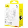 Baseus Palm 20W USB-C + USB-A sieninis įkroviklis, baltas