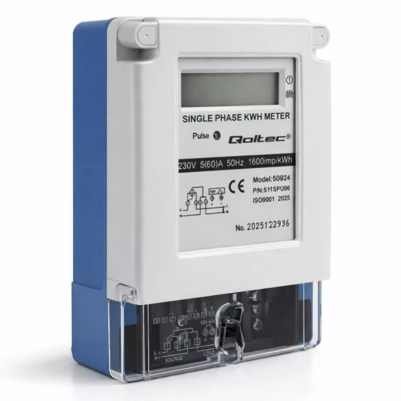 Qoltec vienfazis elektroninis elektros energijos skaitiklis 230V 5(60)A LCD