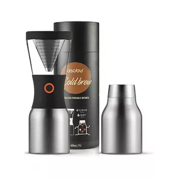 ASOBU KB900 Sidabrinis šalto virimo kavos aparatas 1,2 l, borosilikatinis stiklas