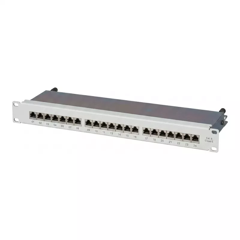 EFB Elektronik 19 inch 1U 24 prievadų kištukinė panelė, neužpildyta, pilka (RAL 7035)