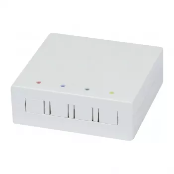 Synergy 21 FTTH sieninė dėžutė 4 SC-S arba LC-D adapteriams, 80x80mm su kabelių valdymu, DIN-bėgelis/siena, crimp