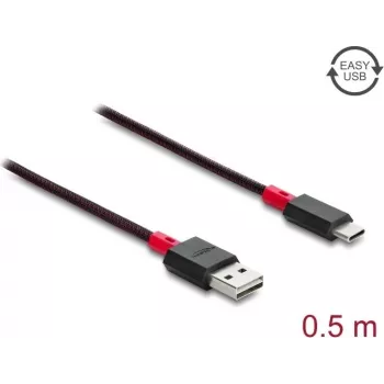 Delock EASY-USB 2.0 Laidas USB Type-A Kištukas į USB Type-C Kištuką 0,5 m Juoda (81541)
