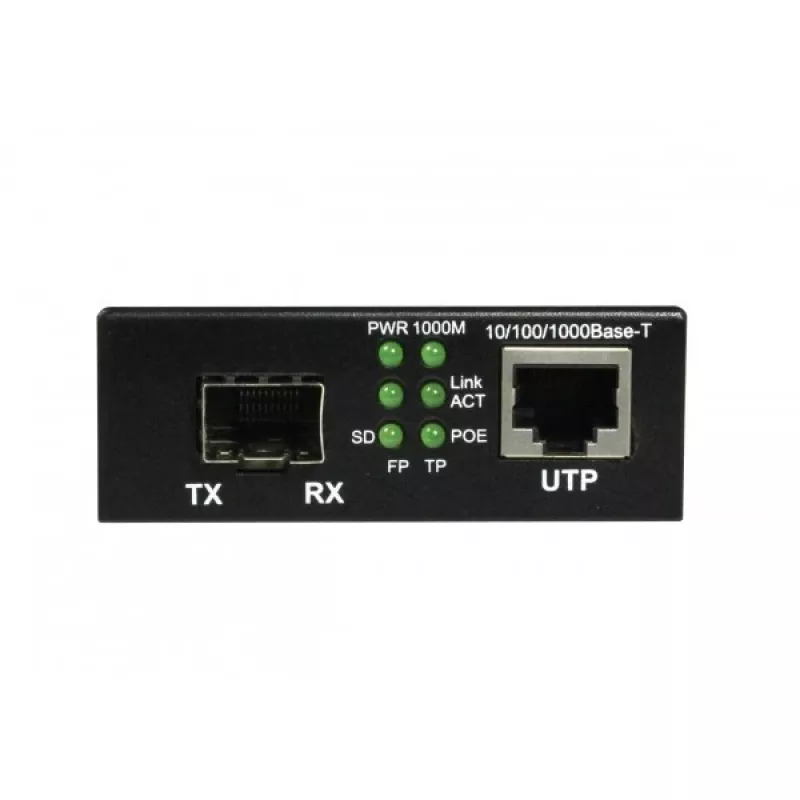 ALLNET PoE Media Converter 10/100/1000Base-T į 1000Base-SX/LX SFP Mini-GBIC, Single/Multi-Mode, 15,4W/30W PoE, ALL-MC202P-SFP1-PoE